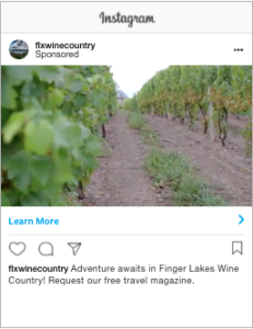 Finger Lakes Wine Country ad featured on Instagram